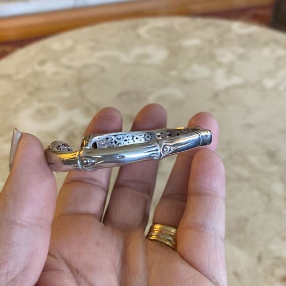 Vintage 18K & 925 Sterling Silver Citrine & Peridot Unisex Cuff Bracelet - Picture 10 of 11